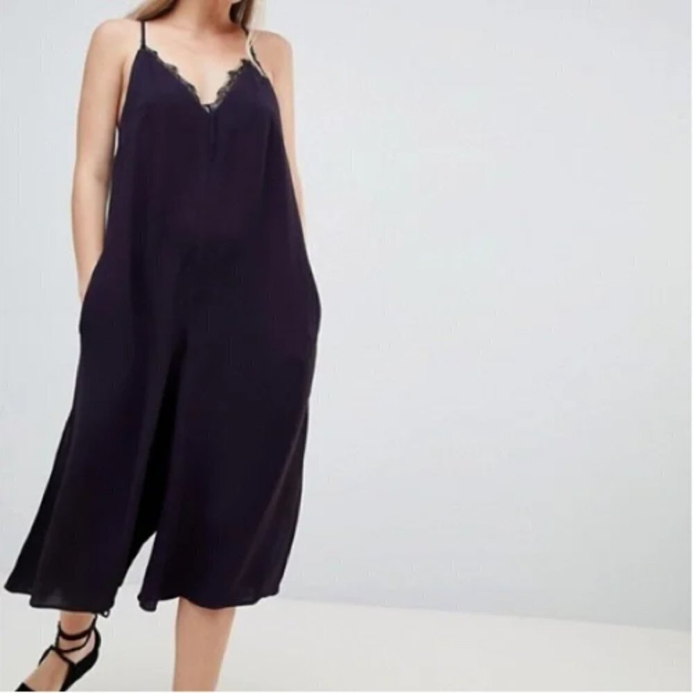 NWOT French Connection Esther Cropped Culotte Crepe Jumpsuit Sz. 6